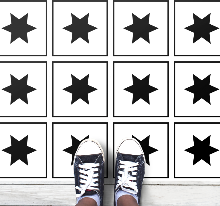 Dywan winylowy w gwiazdki motyw czarno-biały - TenStickers