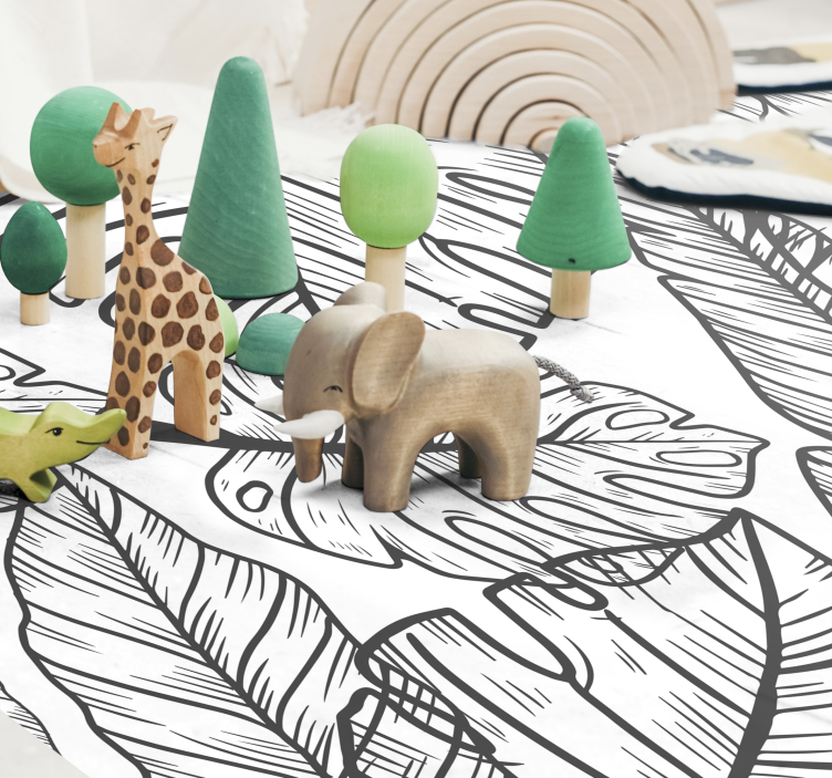 Dywan winylowy dziecięcy motyw liściastej dżungli - TenStickers