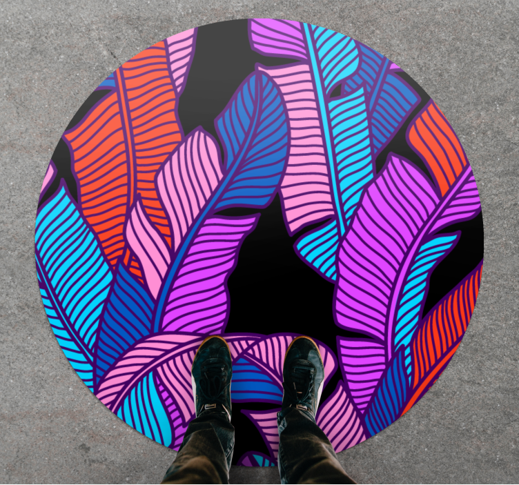 Okrągły dywan winylowy Nowoczesny kolorowy wzór roślin - TenStickers