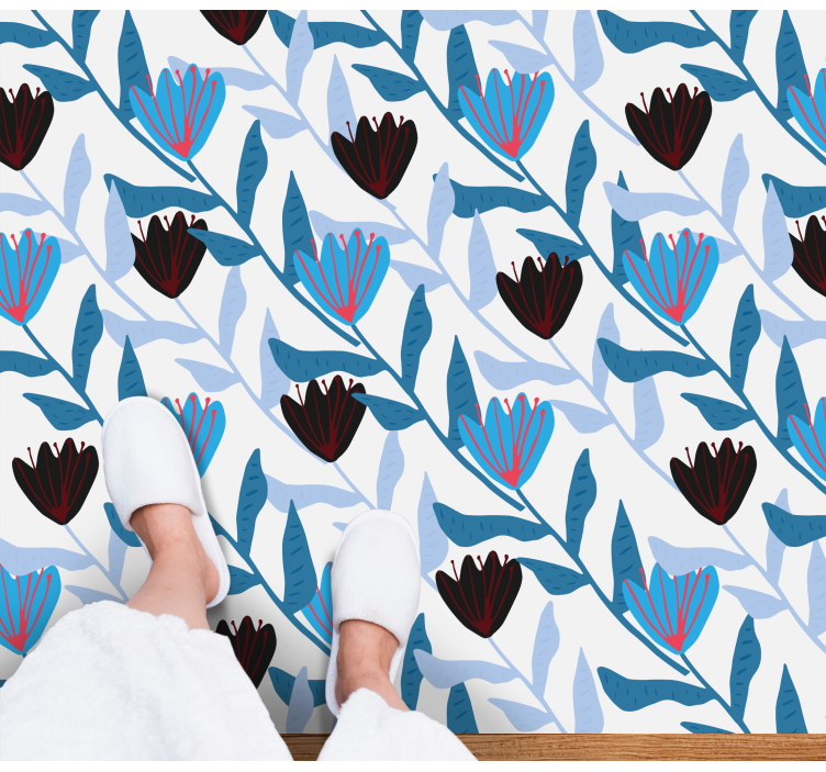 Dywan winylowy w kwiaty i rośliny botaniczny układ liści - TenStickers