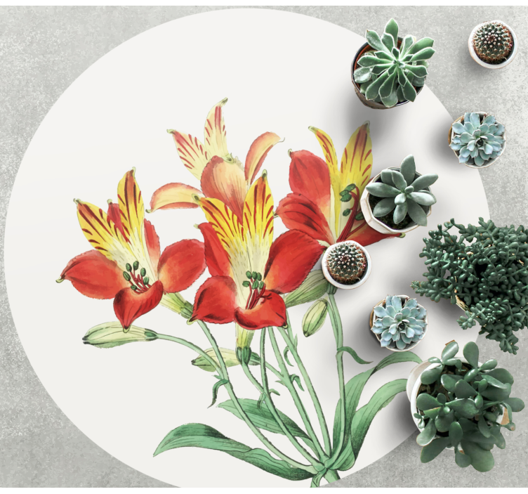 Dywan winylowy w kwiaty i rośliny czerwone kwiaty - TenStickers