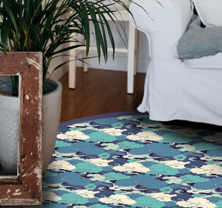 Dywan winylowy w kwiaty i rośliny dekoracja z wzorem chmur - TenStickers