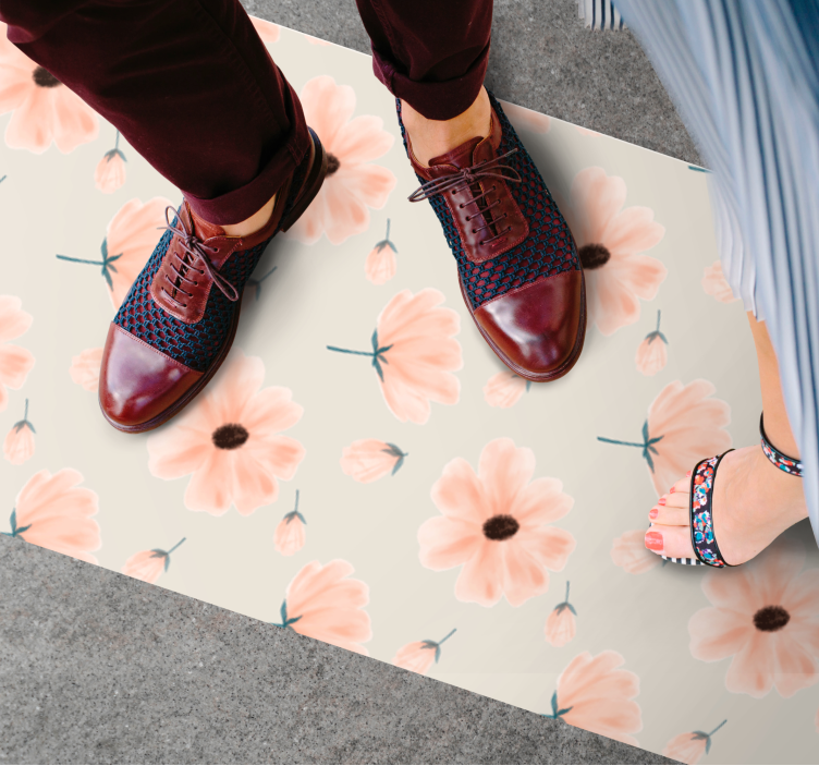 Dywan winylowy w kwiaty i rośliny delikatny motyw - TenStickers