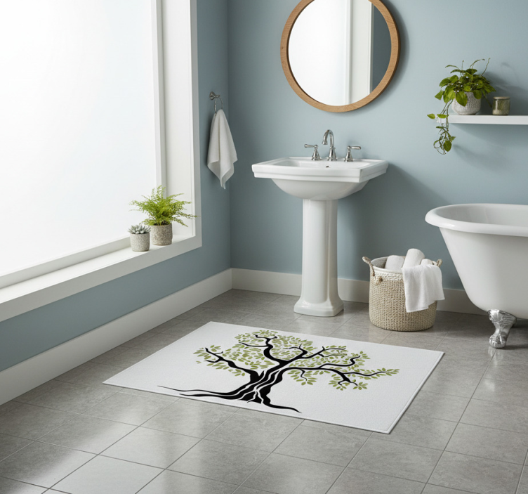 Dywan winylowy w kwiaty i rośliny drzewo oliwne - TenStickers