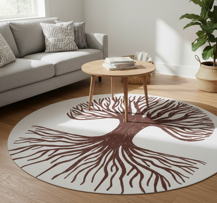 Dywan winylowy kwiaty i rośliny drzewo Życia z długimi korzeniami - TenStickers