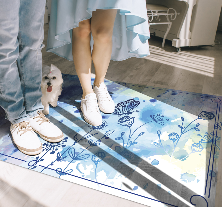 Dywan winylowy w kwiaty i rośliny elegancja akwarel - TenStickers