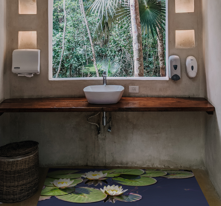 Dywan winylowy w kwiaty i rośliny godło lilii wodnej - TenStickers