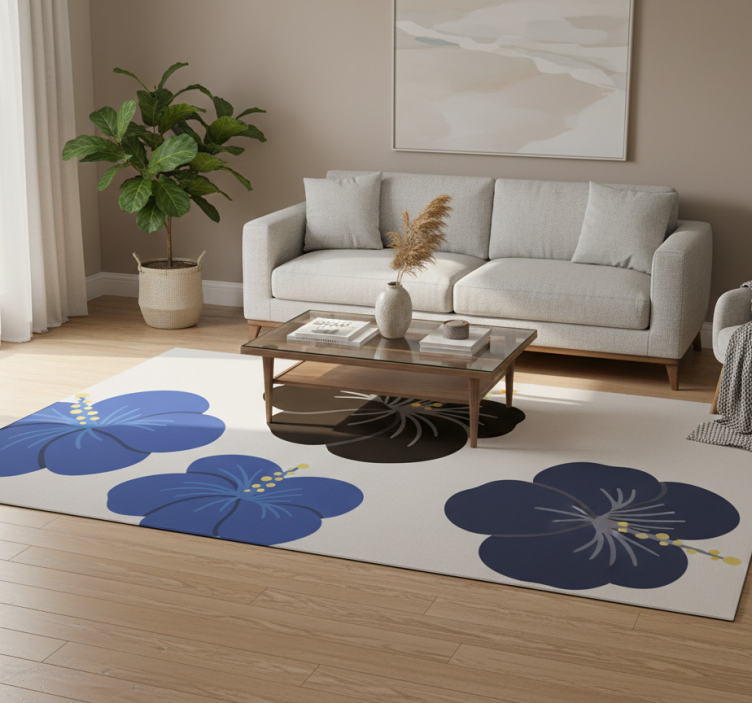 Dywan winylowy w kwiaty i rośliny hibiskusowy - TenStickers