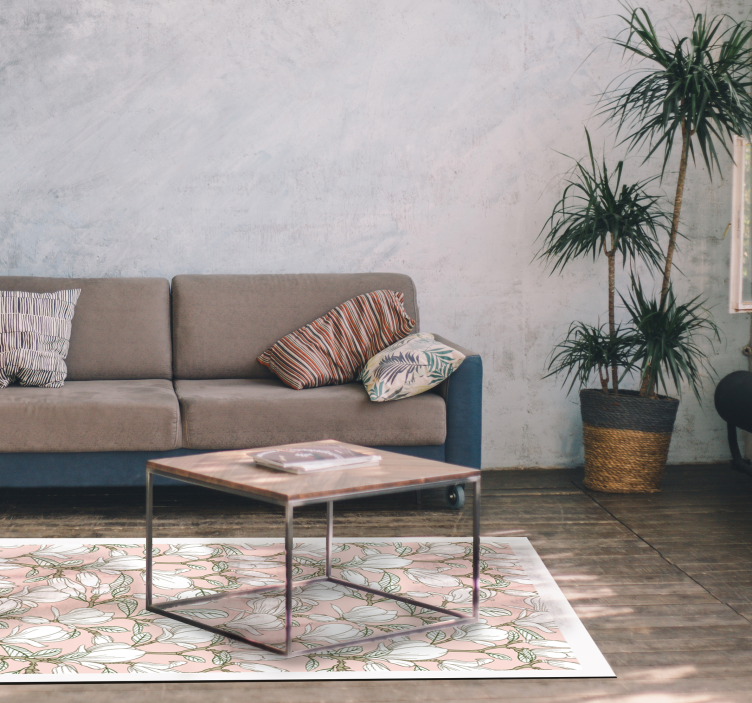 Dywan winylowy w kwiaty i rośliny ilustracja kwiatowa - TenStickers