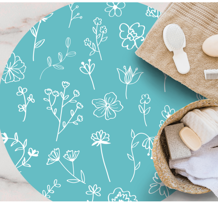 Dywan winylowy w kwiaty i rośliny eleganckie ilustracje - TenStickers