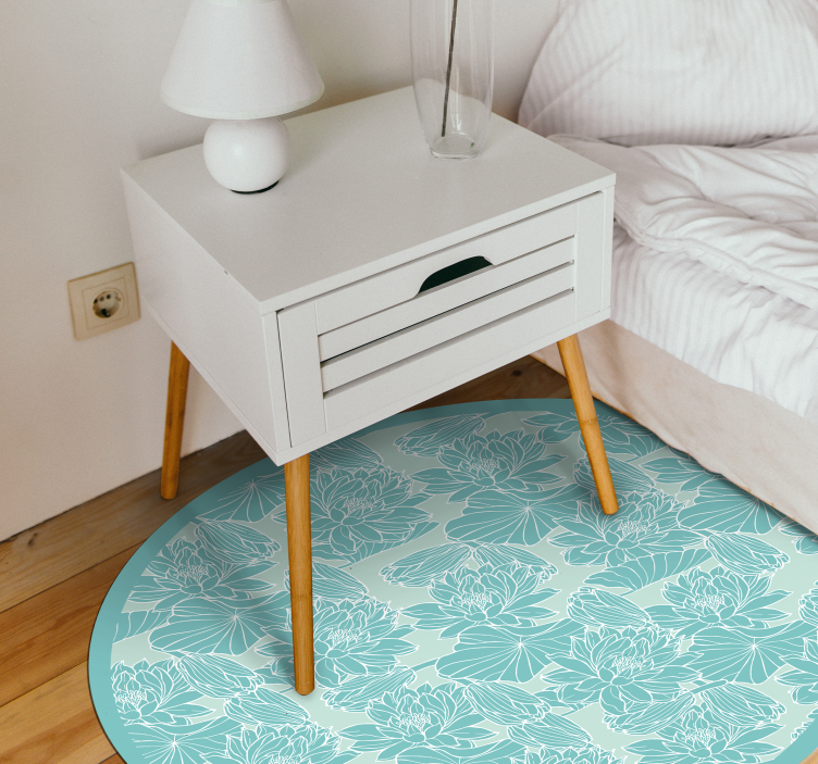 Dywan winylowy w kwiaty i rośliny koło z motywem kwiatowym - TenStickers