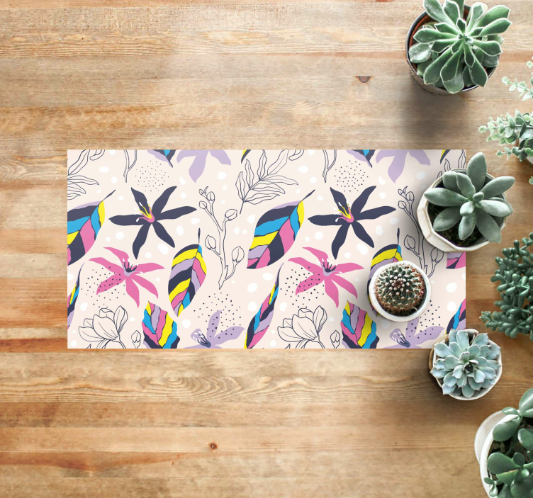 Dywan winylowy w kwiaty i rośliny kwiatowa fantazja - TenStickers