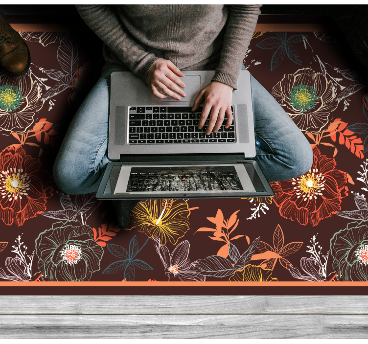 Dywan winylowy w kwiaty i rośliny projekt vintage burst - TenStickers