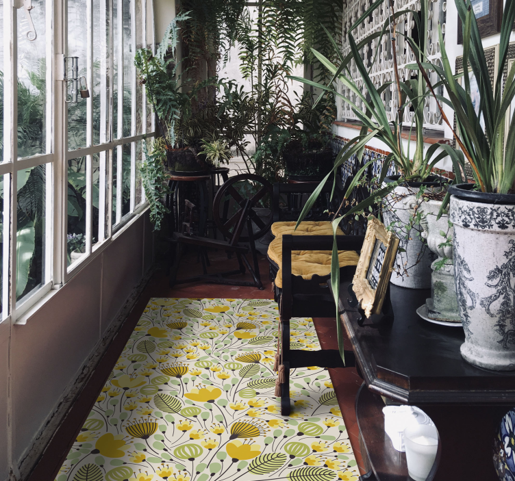 Dywan winylowy w kwiaty i rośliny kwiatowy wzór botaniczny - TenStickers