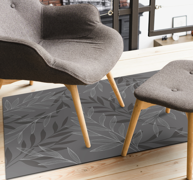 Dywan winylowy w kwiaty i rośliny liściasta sylwetka - TenStickers