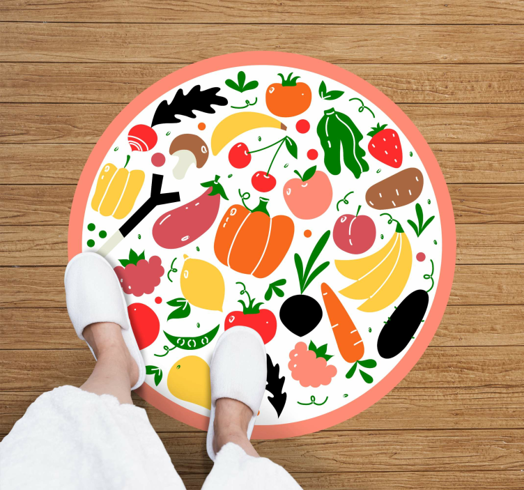 Dywan winylowy w kwiaty i rośliny motyw kolorowych owoców - TenStickers