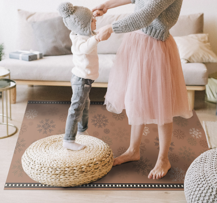 Dywan winylowy w kwiaty i rośliny motyw płatka śniegu - TenStickers