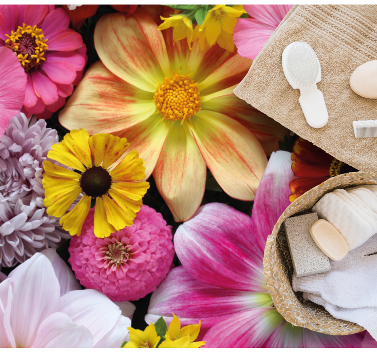 Dywan winylowy w kwiaty i rośliny piękny układ realistyczny - TenStickers