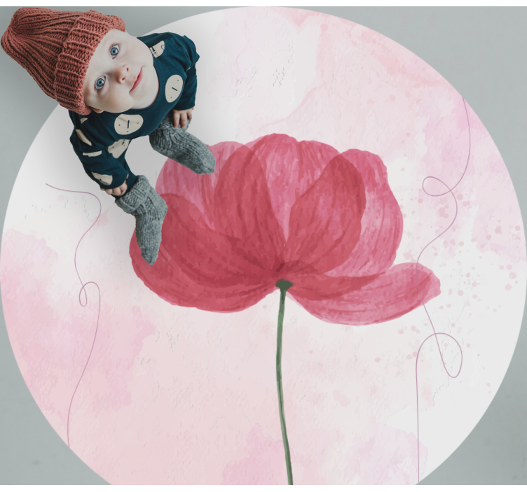 Dywan winylowy w kwiaty i rośliny projekt akwareli z makiem - TenStickers