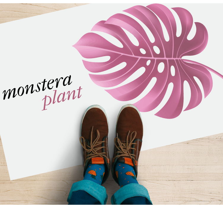 Dywan winylowy w kwiaty i rośliny monstera różowa - TenStickers