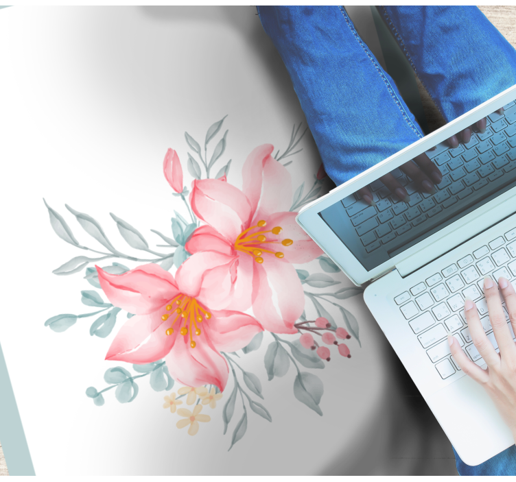 Dywan winylowy w kwiaty i rośliny różowa kwiatowa elegancja - TenStickers