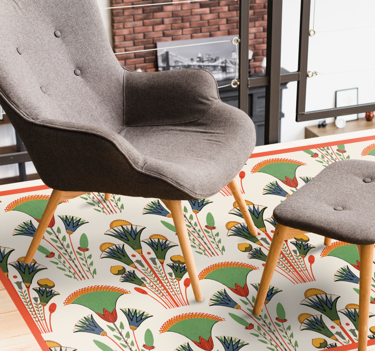 Dywan winylowy w kwiaty i rośliny skandynawski wzór vintage - TenStickers