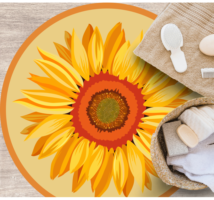 Dywan winylowy w kwiaty i rośliny słonecznikowy okrąg - TenStickers