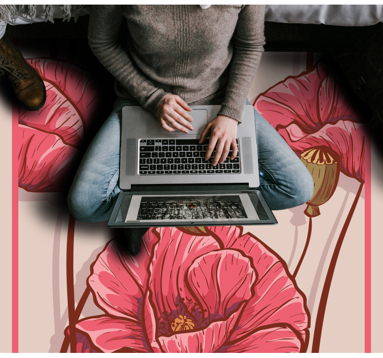 Dywan winylowy w kwiaty i rośliny stylowy kwiatowy wzór - TenStickers