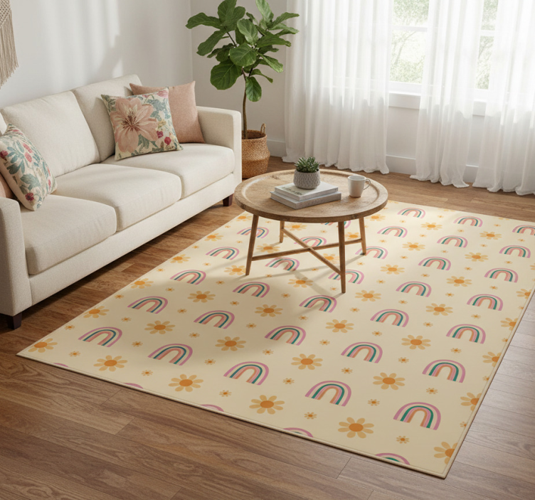 Dywan winylowy w kwiaty i rośliny tęcza i kwiaty - TenStickers
