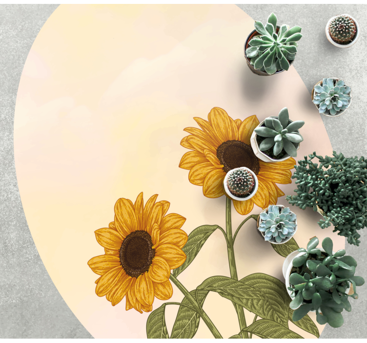 Dywan winylowy w kwiaty i rośliny uścisk słonecznika - TenStickers