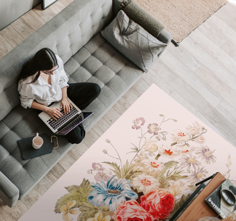 Dywan winylowy w kwiaty i rośliny wyjątkowe kompozycje - TenStickers