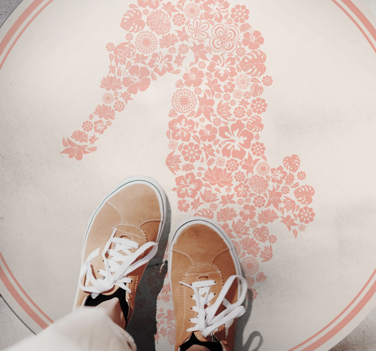 Dywan winylowy w kwiaty i rośliny wzór z konikiem morskim - TenStickers