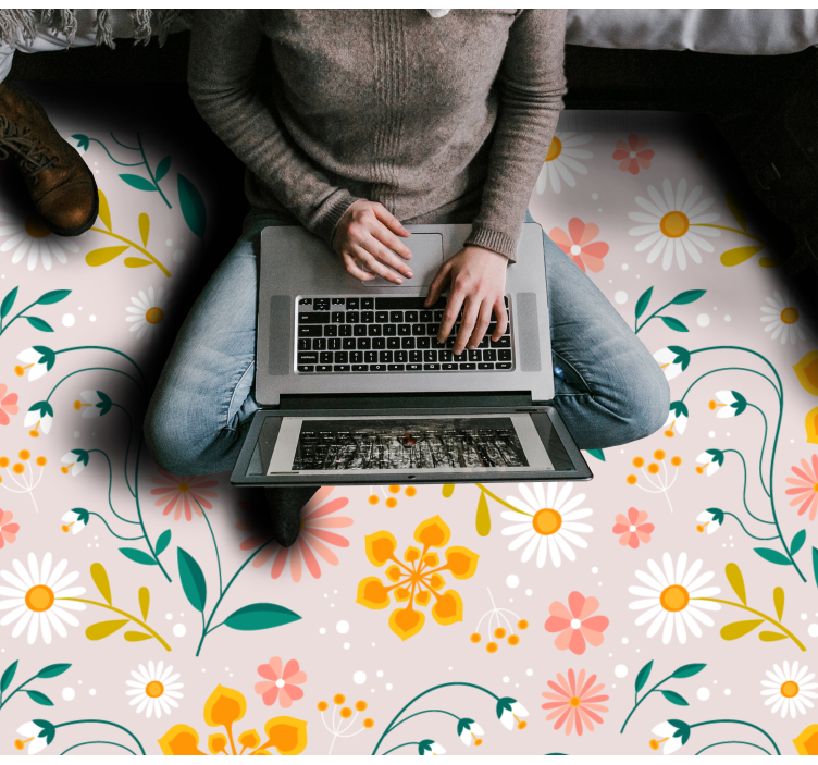 Dywan winylowy w kwiaty i rośliny projekt pola stokrotek - TenStickers