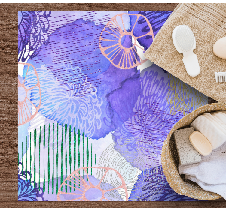 Dywan winylowy do łazienki wzory kwiatowe wirowe - TenStickers