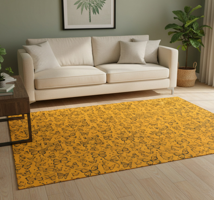 Dywan winylowy w kwiaty i rośliny z motywem motyli - TenStickers