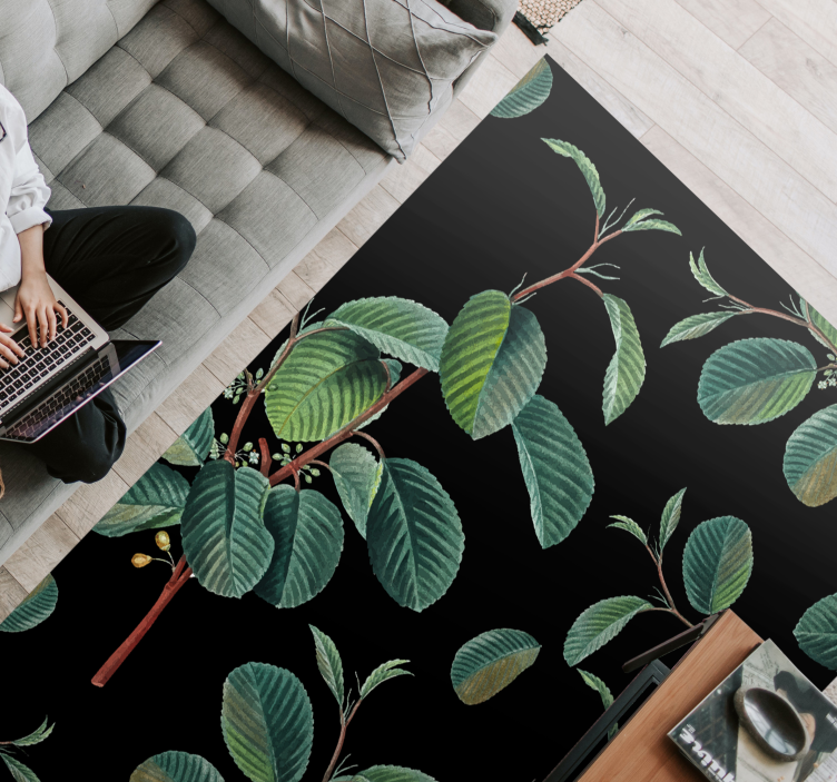 Dywan winylowy do salonu żywy motyw liści - TenStickers