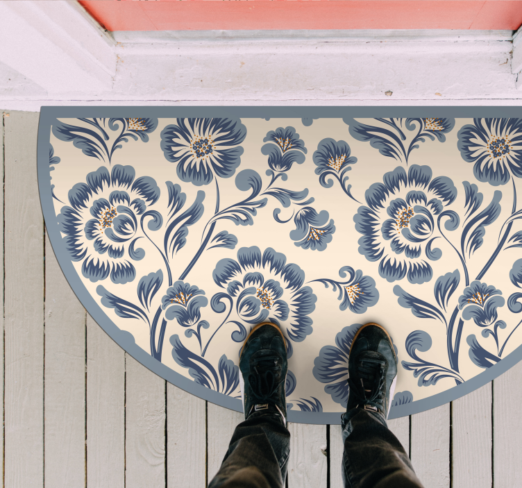 Dywan winylowy w niebieskie kwiaty - TenStickers