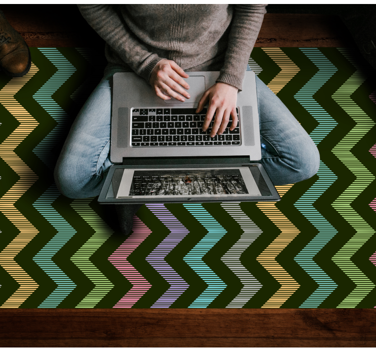 Dywan winylowy w paski kolorowy wzór zygzakowaty - TenStickers