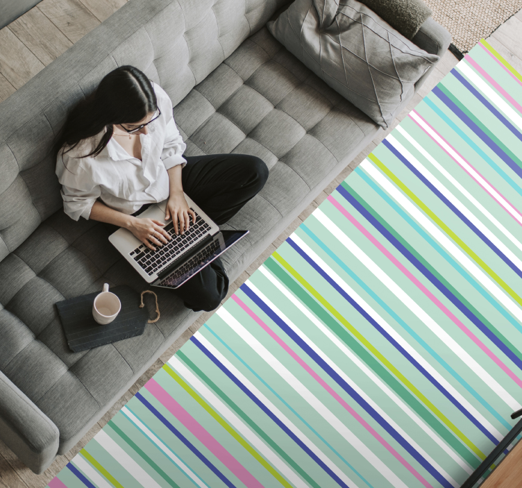 Dywan winylowy w paski wielokolorowe eleganckie wzory - TenStickers