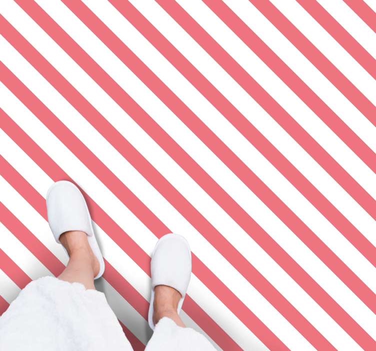 Dywan winylowy w paski wzór różowo-biały - TenStickers