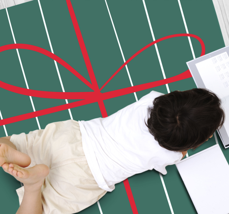 Dywan winylowy w paski zielone czerwone paski - TenStickers