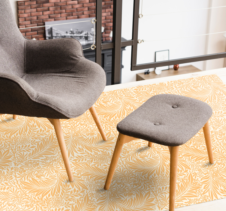 Pomarańczowy dywan winylowy w kwiatowy wzór - TenStickers