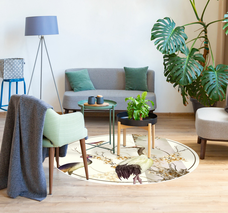 Dywan winylowy ze zwierzętami Gałązki i ptaki chinoiserie - TenStickers