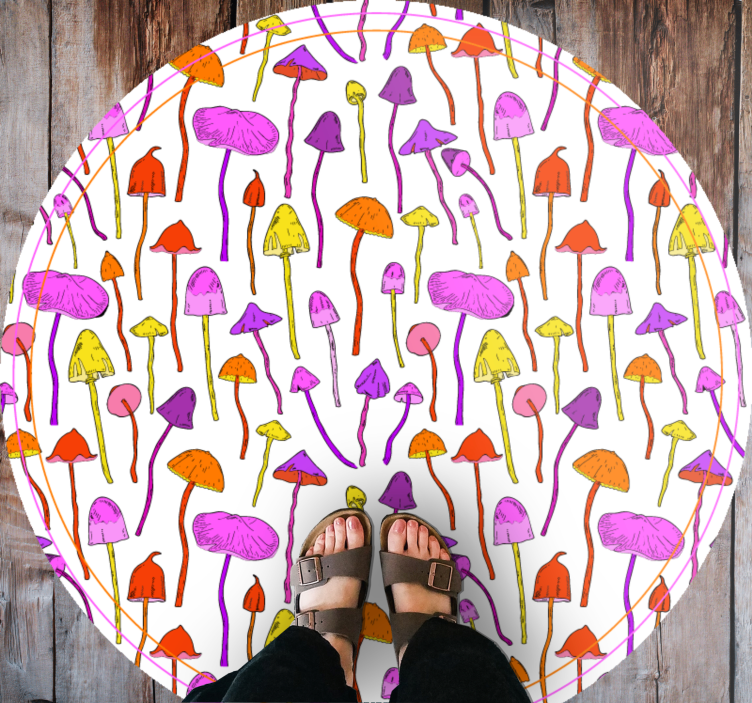 Okrągła mata we wzór kolorowych grzybów - TenStickers
