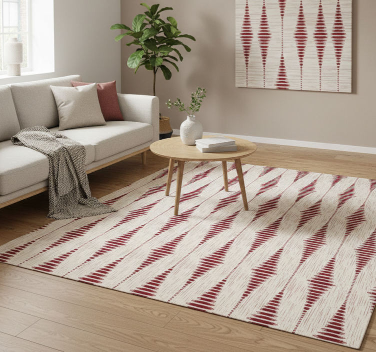 Dywan winylowy wzór geometryczny czerwona ikatowa tkanina - TenStickers