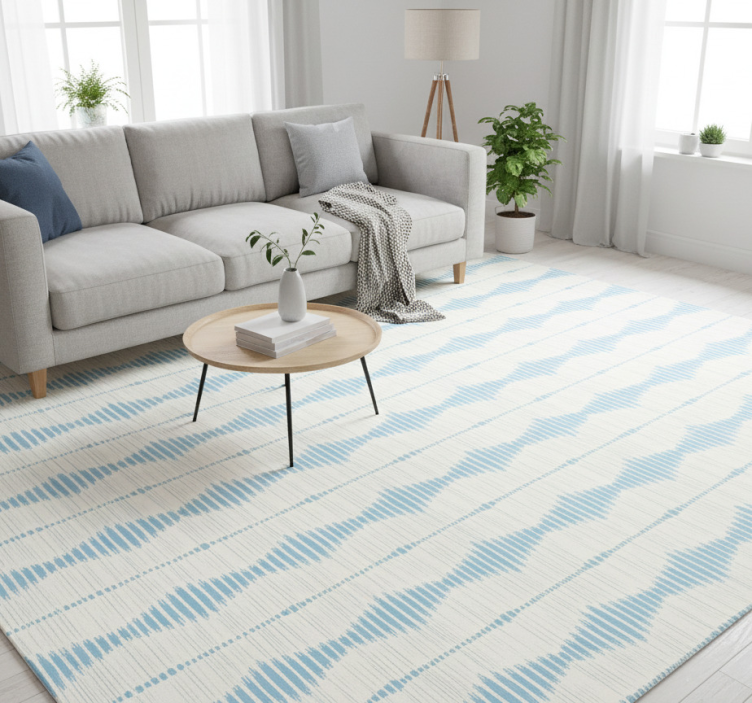 Dywan winylowy wzór geometryczny jasnoniebieski ikat - TenStickers