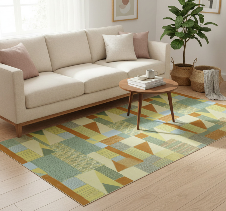 Dywan winylowy wzór geometryczny kolorowe trójkąty - TenStickers