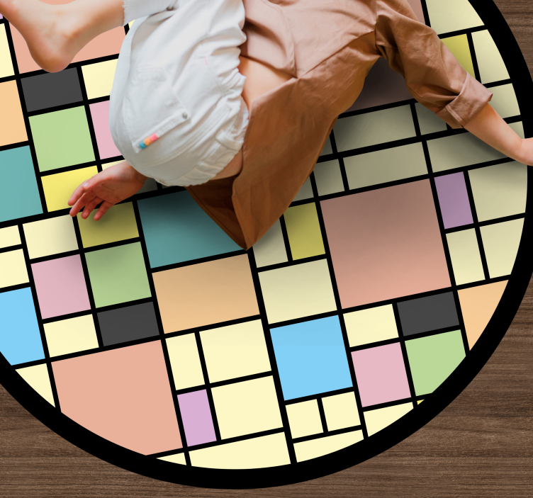 Dywan winylowy wzór geometryczny kolorowy blokowy wzór - TenStickers