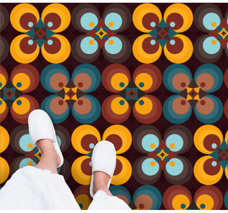 Dywan winylowy imitacja płytek kolorowy okrągły wzór - TenStickers