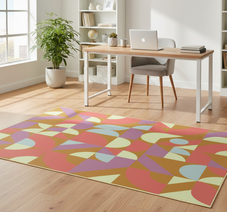 Dywan winylowy wzór geometryczny kolory retro - TenStickers
